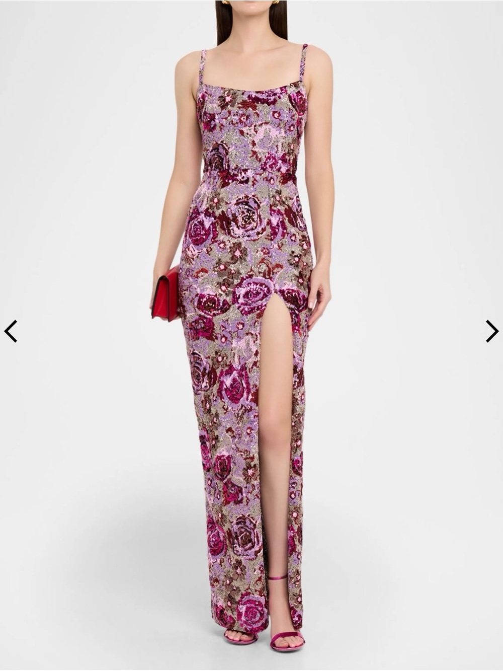 Floral Sequin Slim Slip Maxi Dress